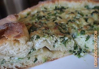 Фото рецепта: Открытый пирог с зеленым луком