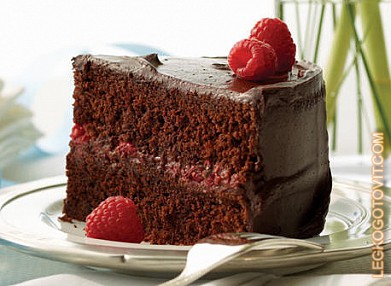 Фото рецепта: Шоколадно-малиновый торт