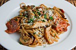 Фото рецепта: Спагетти с беконом и грибами