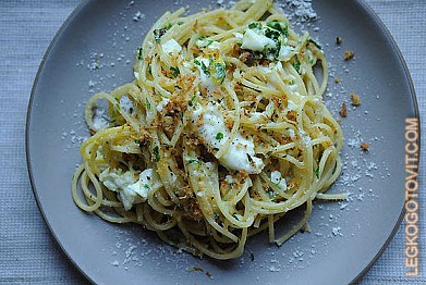 Фото рецепта: Спагетти с яичницей