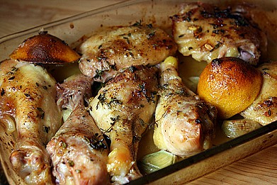 Фото рецепта: Жареные куриные ножки с чесноком и лимоном