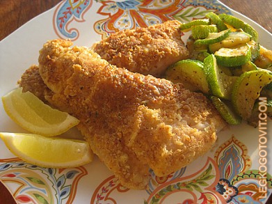 Фото рецепта: Морской окунь в горчице и ореховой панировке