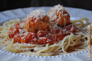Фото рецепта: Cпагетти с фрикадельками