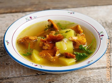 Фото рецепта: Грибной суп из лисичек
