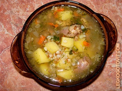 Фото рецепта: Гречневый суп с грибами