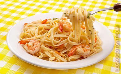 Фото рецепта: Спагетти с с соусом из креветок