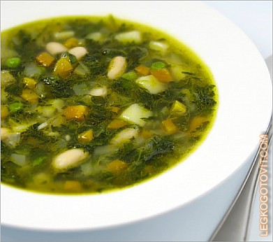 Фото рецепта: Суп с фасолью и шпинатом