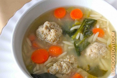 Фото рецепта: Рисовый суп с фрикадельками