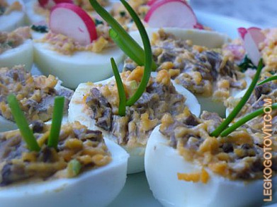 Фото рецепта: Яйца, фаршированные грибами