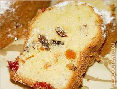Фото рецепта: Фруктовый кекс с орехами и изюмом