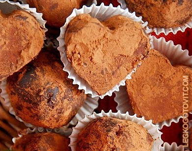 Фото рецепта: Шоколадные трюфели-сердечки