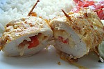 Фото рецепта: Куриные рулетики с сыром и болгарским перцем