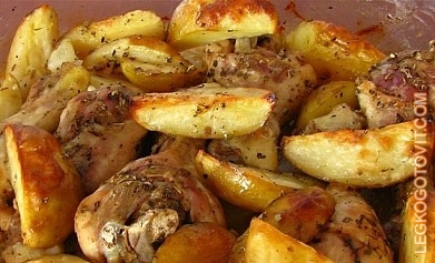 Фото рецепта: Куриные ножки с жареным картофелем
