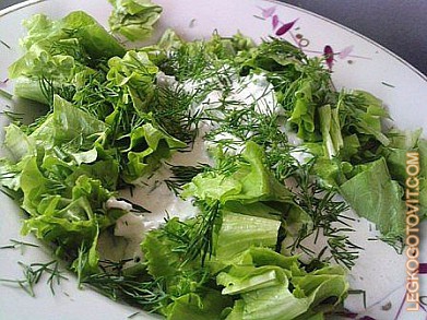 Фото рецепта: Зеленый салат с брынзой