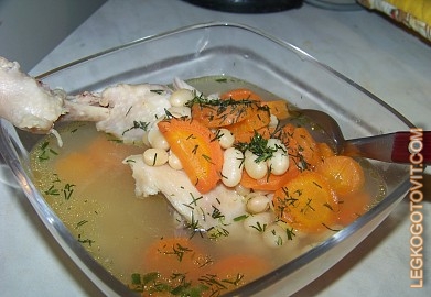 Фото рецепта: Куриный суп с фасолью