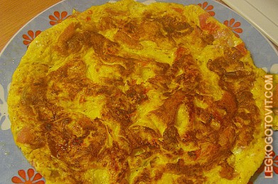 Фото рецепта: Яичница с помидорами и вареной колбасой