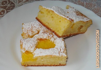 Фото рецепта: Творожный лимонно-персиковый пирог