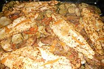 Фото рецепта: Запеченная рыба на подушке из овощей