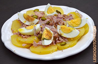 Фото рецепта: Картофельный салат с тунцом и яйцами