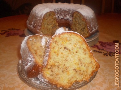 Фото рецепта: Оранжевый кекс с грецкими орехами