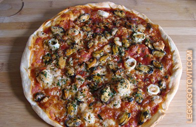 Фото рецепта: Пицца итальянская с морепродуктами
