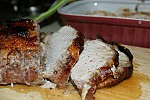 Фото рецепта: Запеченная свиная корейка под сливовым соусом