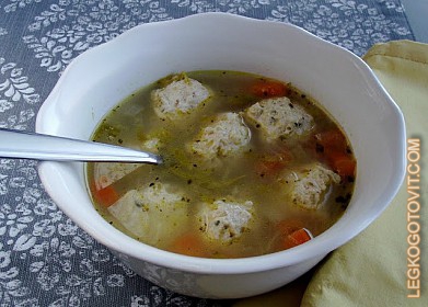 Фото рецепта: Суп с рисом и фрикадельками
