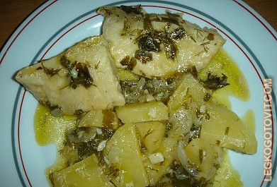 Фото рецепта: Морской окунь с картофелем