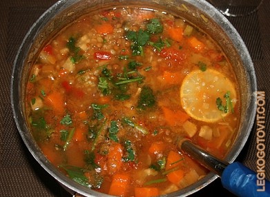 Фото рецепта: Суп из чечевицы и риса