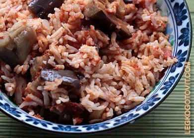 Фото рецепта: Рис с баклажанами