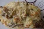 Фото рецепта: Горячий бутерброд с сыром, грибами и рисом