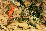 Фото рецепта: Cпагетти с грибами, перцем и курицей