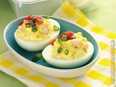 Фото рецепта: Яйца, фаршированные креветками