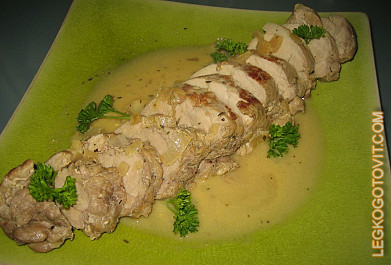 Фото рецепта: Свиная вырезка с горчицей и белым вином
