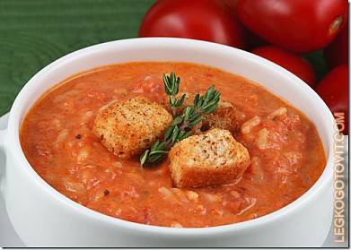 Фото рецепта: Рисовый суп с помидорами