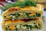Фото рецепта: Пирог с луком, яйцами и рисом