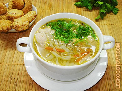 Фото рецепта: Куриный суп с домашней лапшой