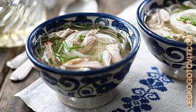 Фото рецепта: Куриный суп с рисовой лапшой