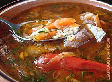 Фото рецепта: Суп из грудинки и риса